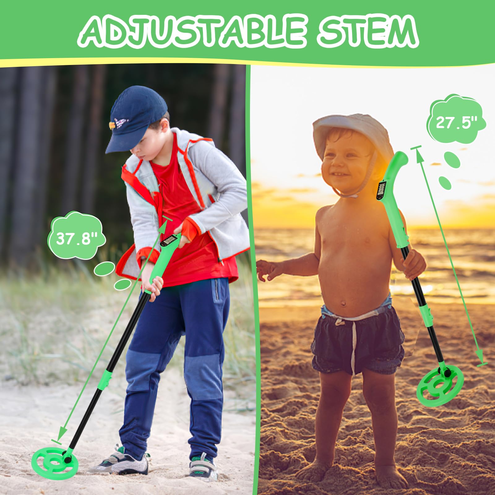 OMMO Kids Metal Detector included accessories: shovel and rake
