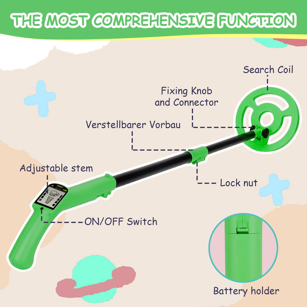 OMMO Kids Metal Detector packaging with details