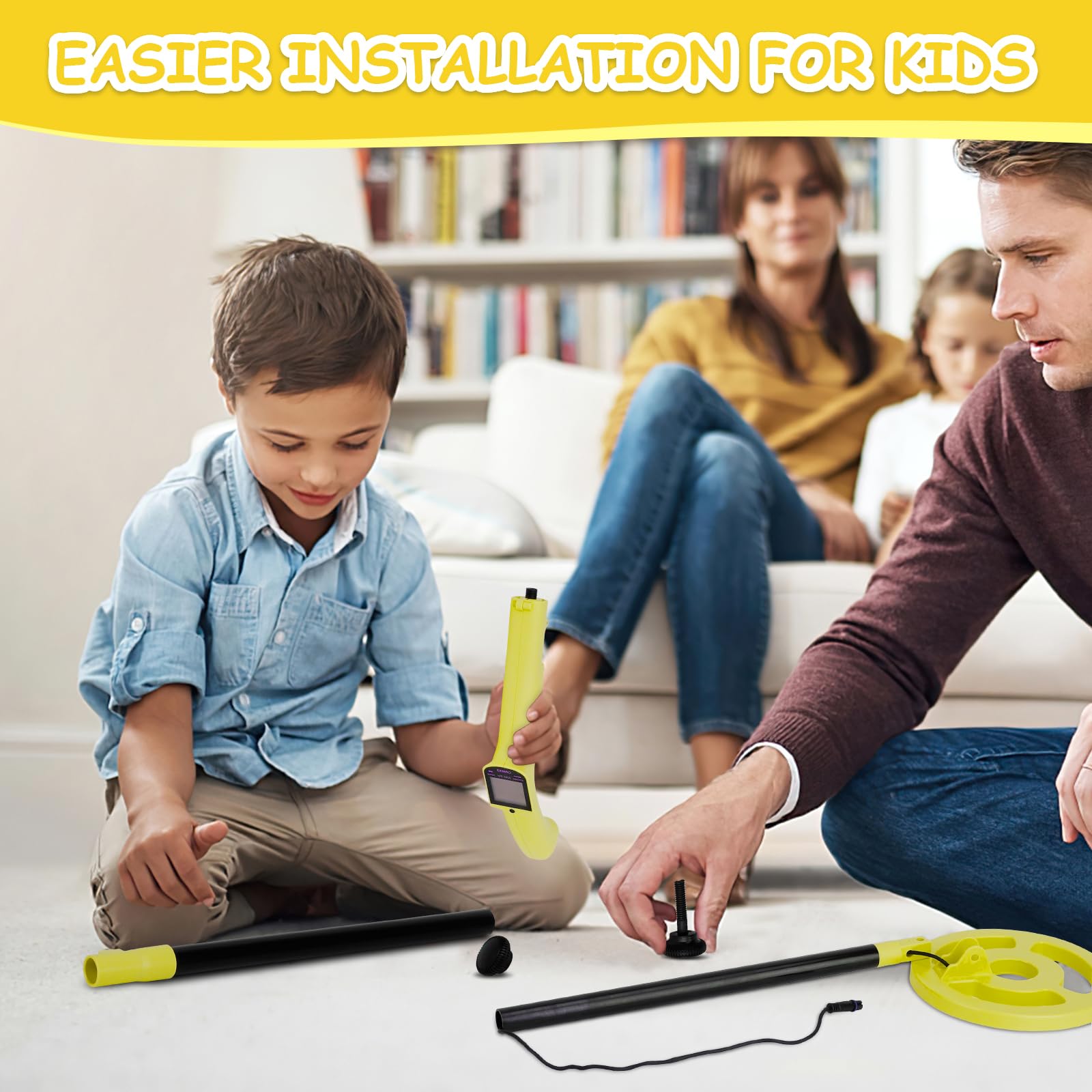 OMMO Kids Metal Detector yellow colour close-up