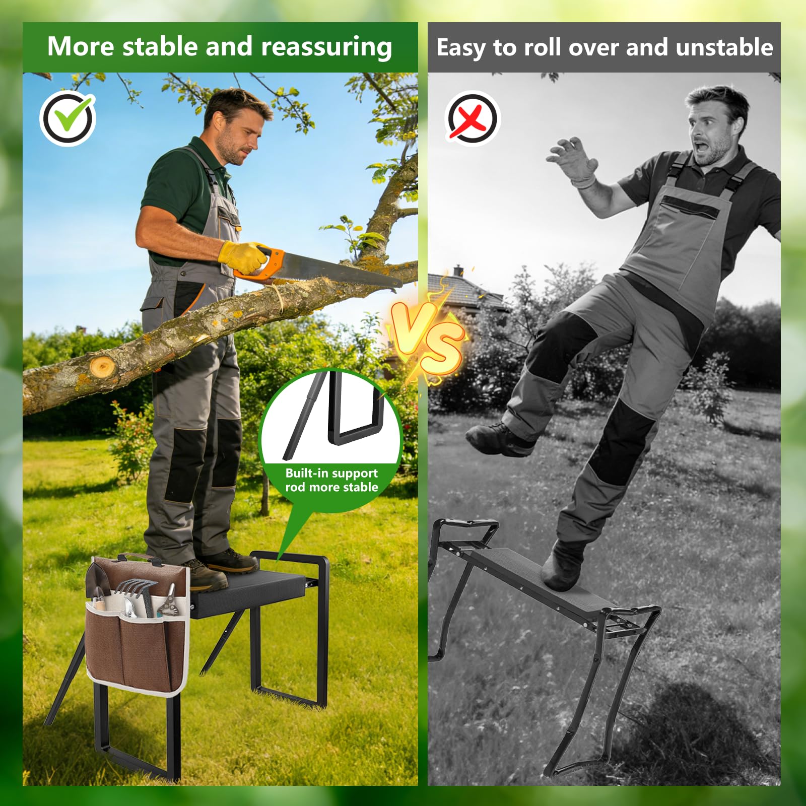 Onadak Garden Kneeler with reinforced support legs in dark black
