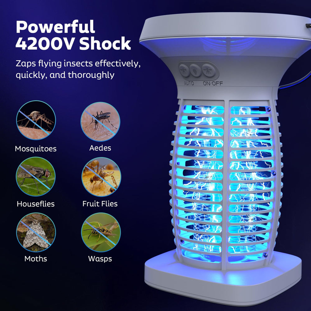 OnBeam bug zapper side view showcasing solar panel