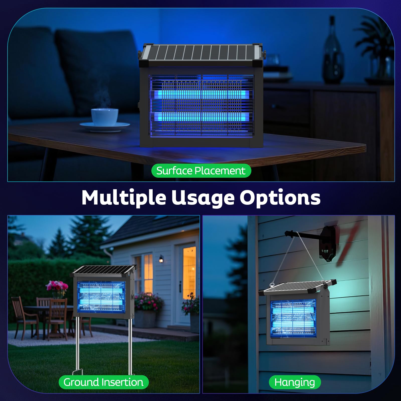 OnBeam Solar Bug Zapper mounted on a stake