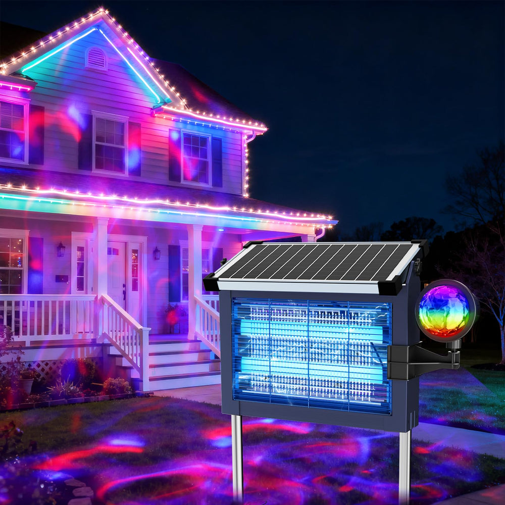 OnBeam Solar Bug Zapper Outdoor front view with projector lights