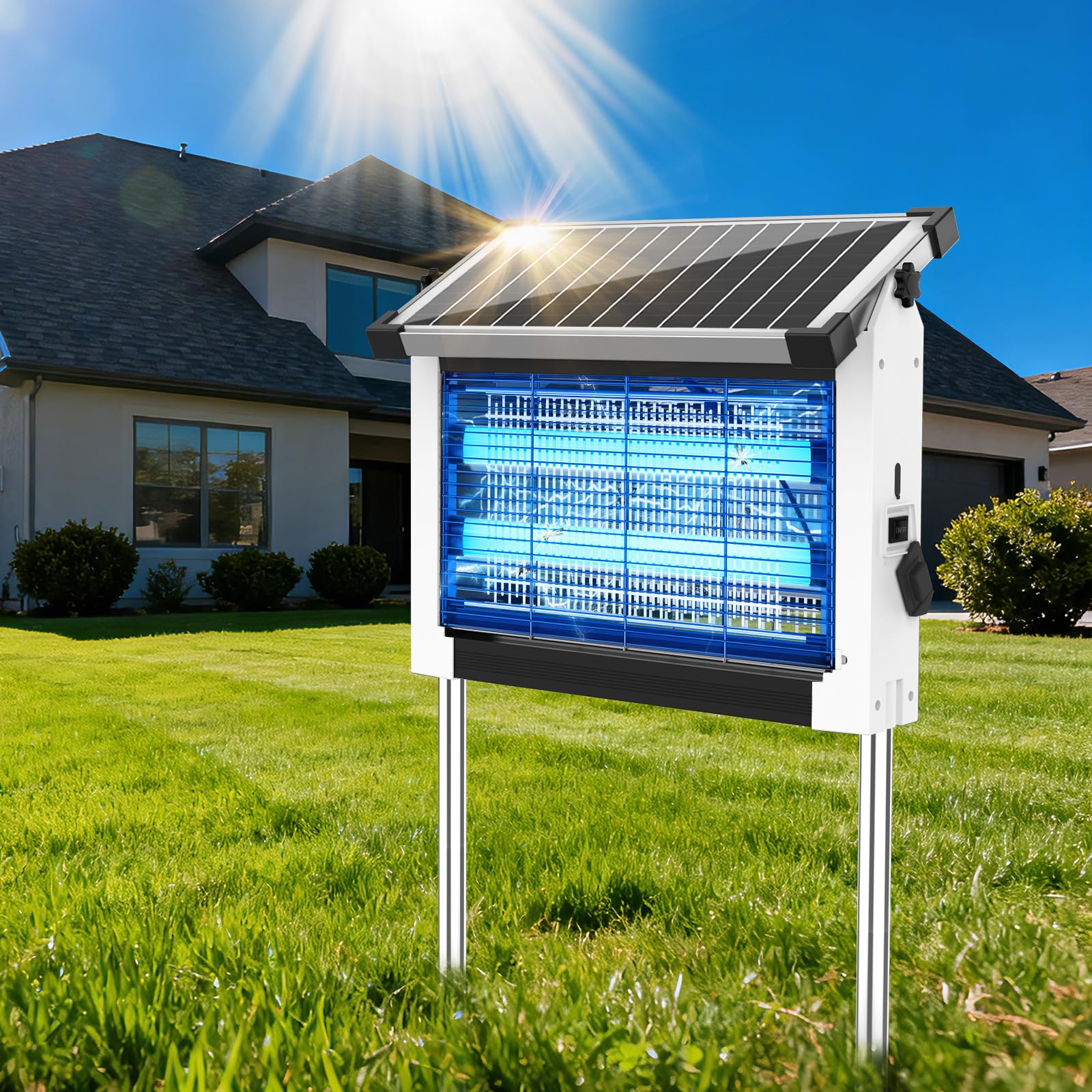 OnBeam Solar Bug Zapper Outdoor front view with white finish