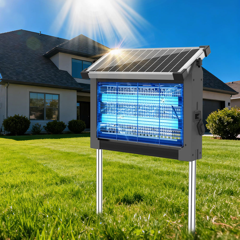 OnBeam Solar Bug Zapper outdoor view, light gray color