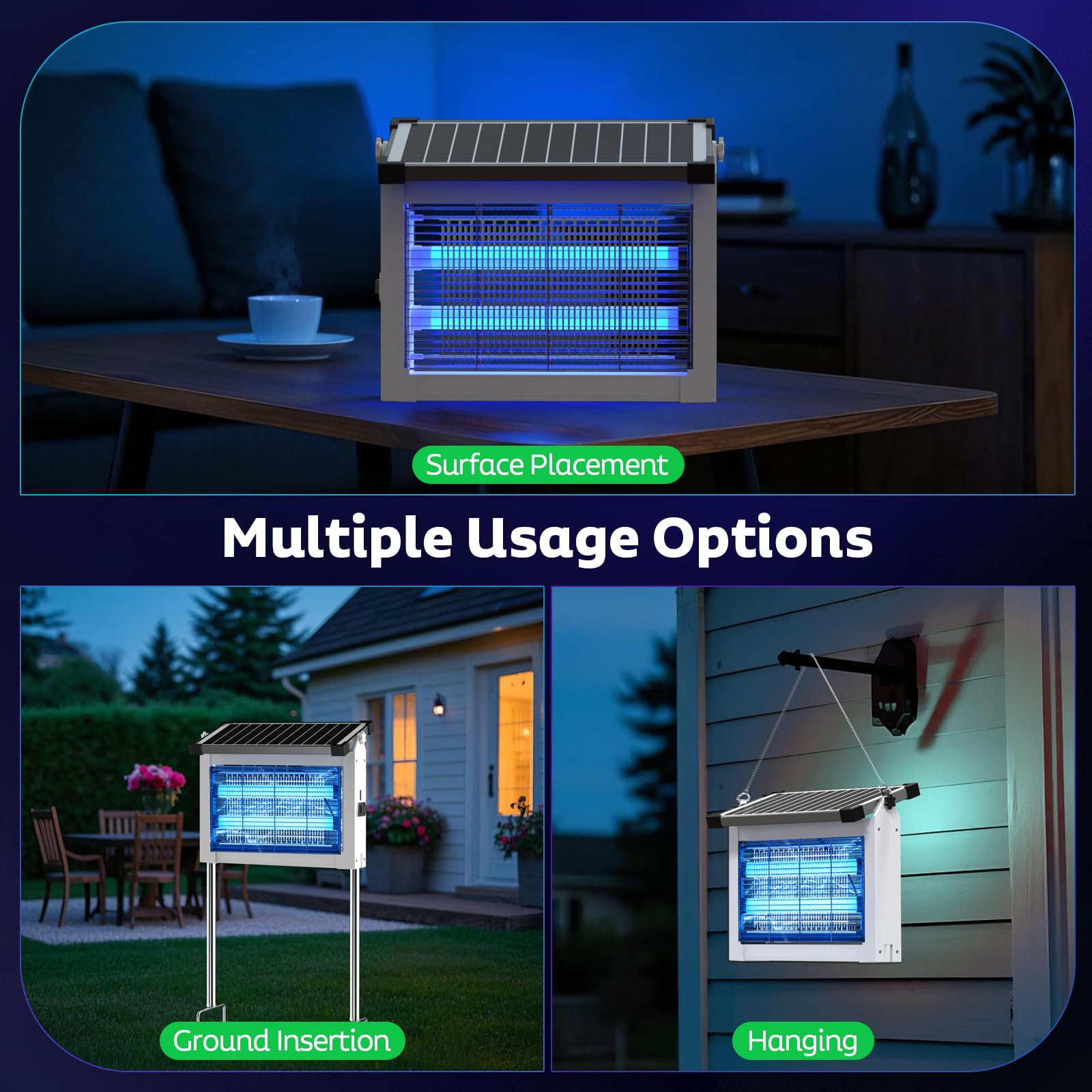 OnBeam Solar Bug Zapper showing ground stakes for setup