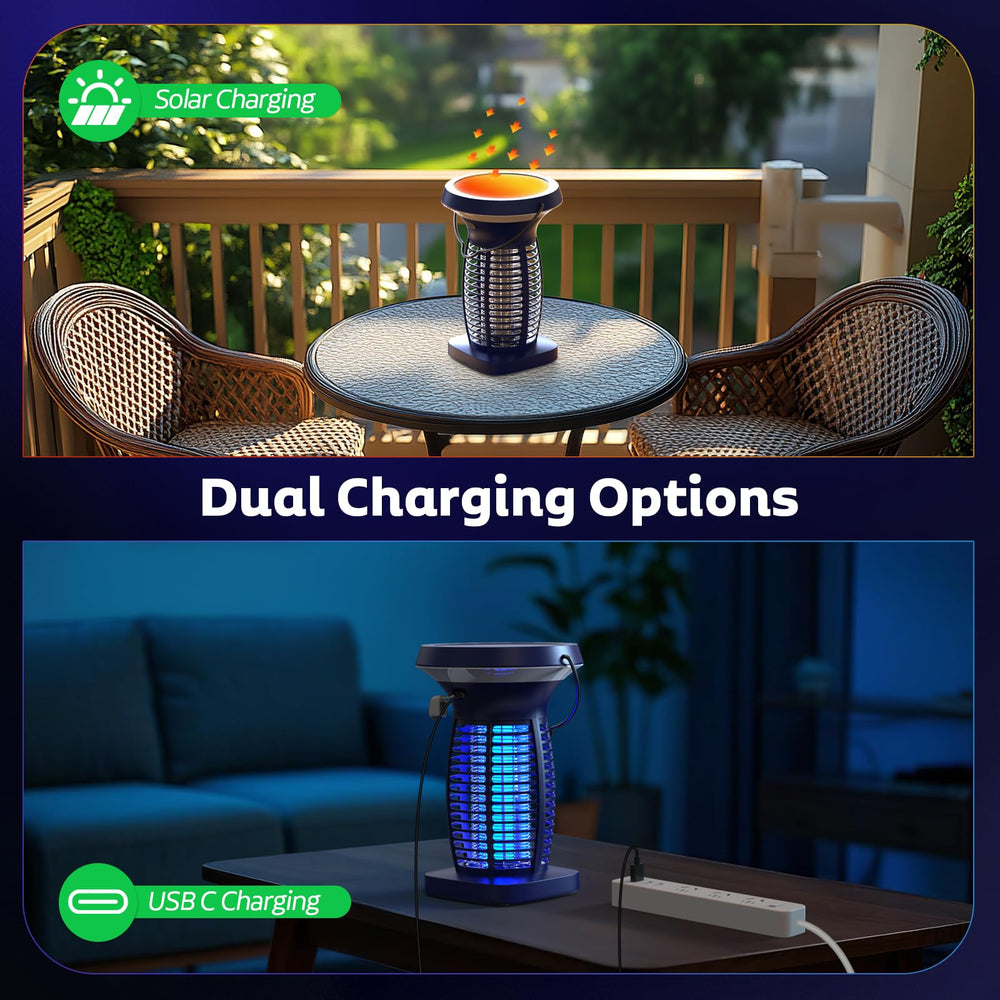 OnBeam Solar Bug Zapper with LED light illuminated
