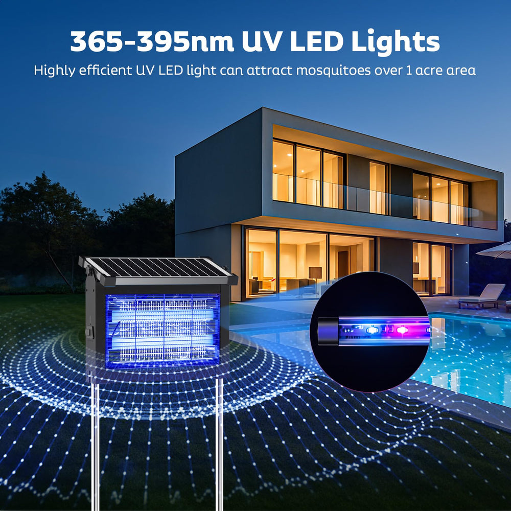 OnBeam Solar Bug Zapper with solar panel and USB charging cable
