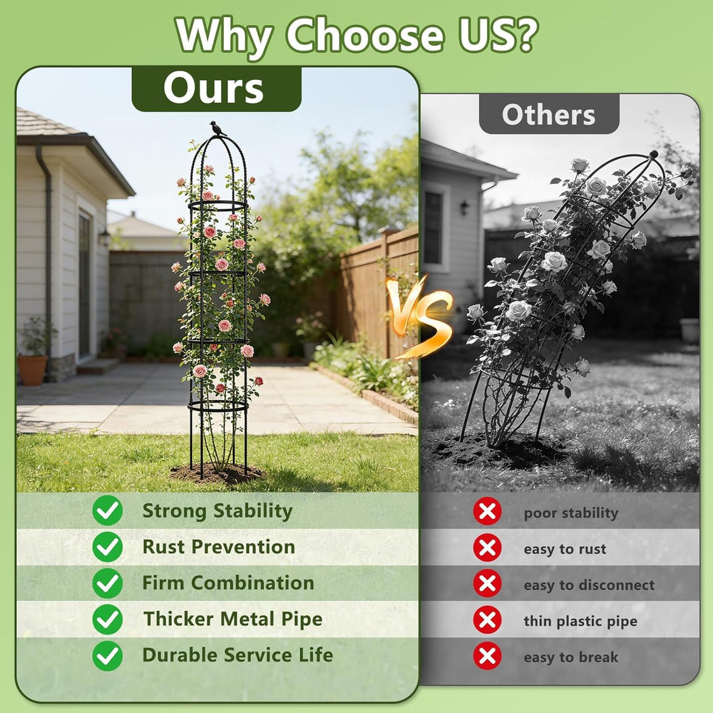 ONEANU 6ft Obelisk Trellis installed in a garden