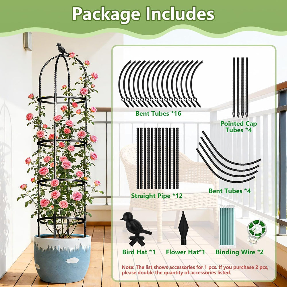 ONEANU Obelisk Trellis in a pot with climbing vegetables