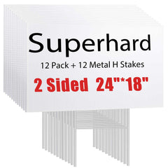ONEXIZ 12 Pack Large Blank Yard Signs front view with metal stakes