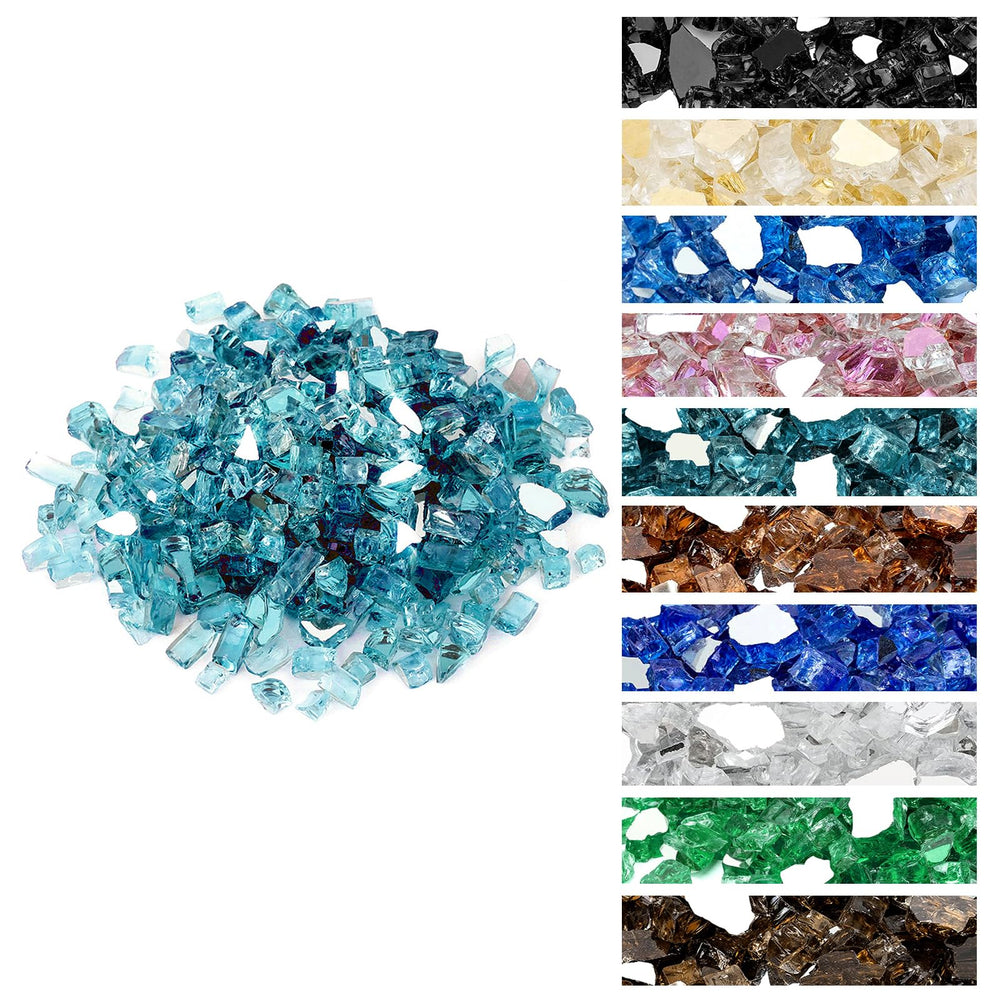 onlyfire 10 lbs fire glass rocks in Aqua Blue, front view