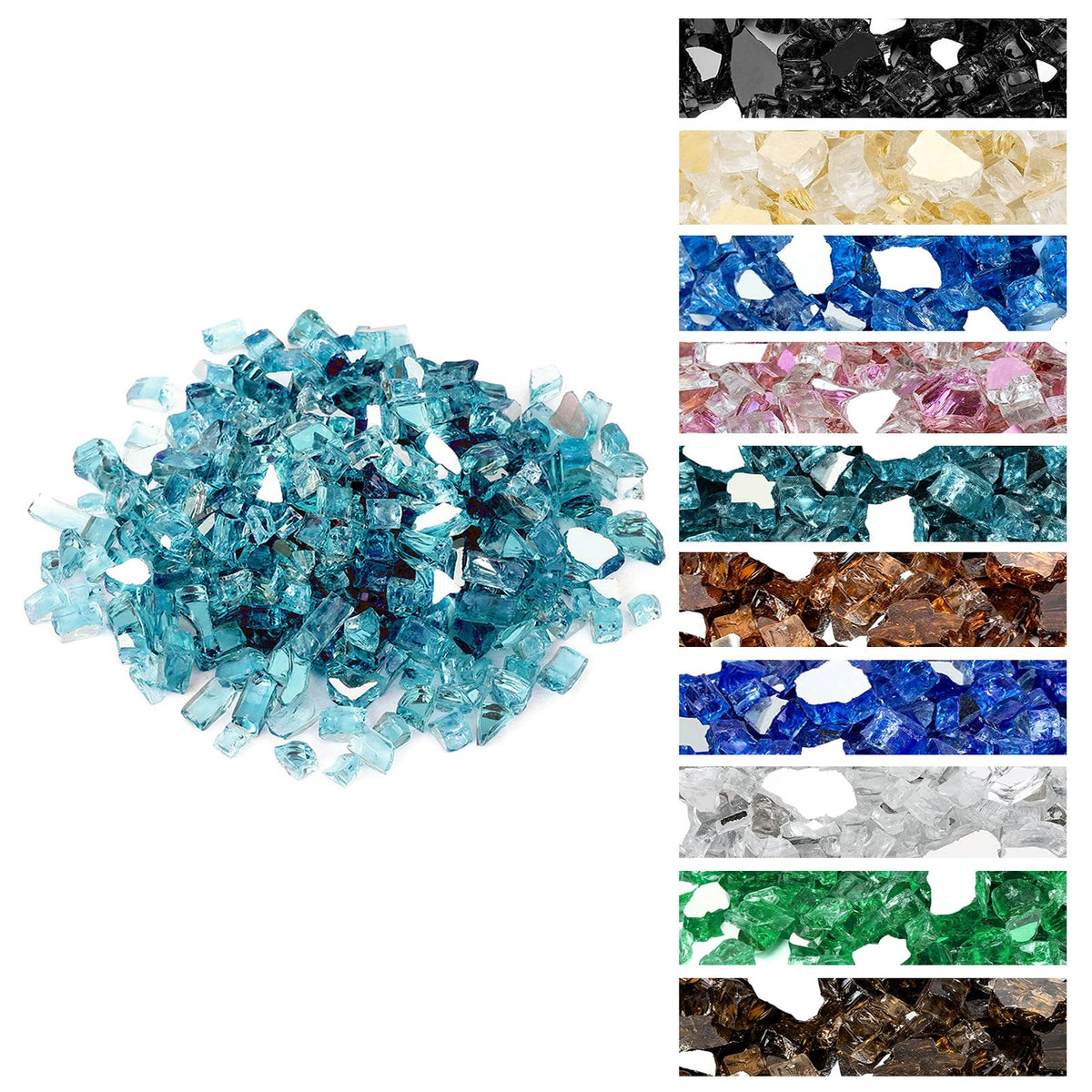 onlyfire 10 lbs fire glass rocks in Aqua Blue, front view