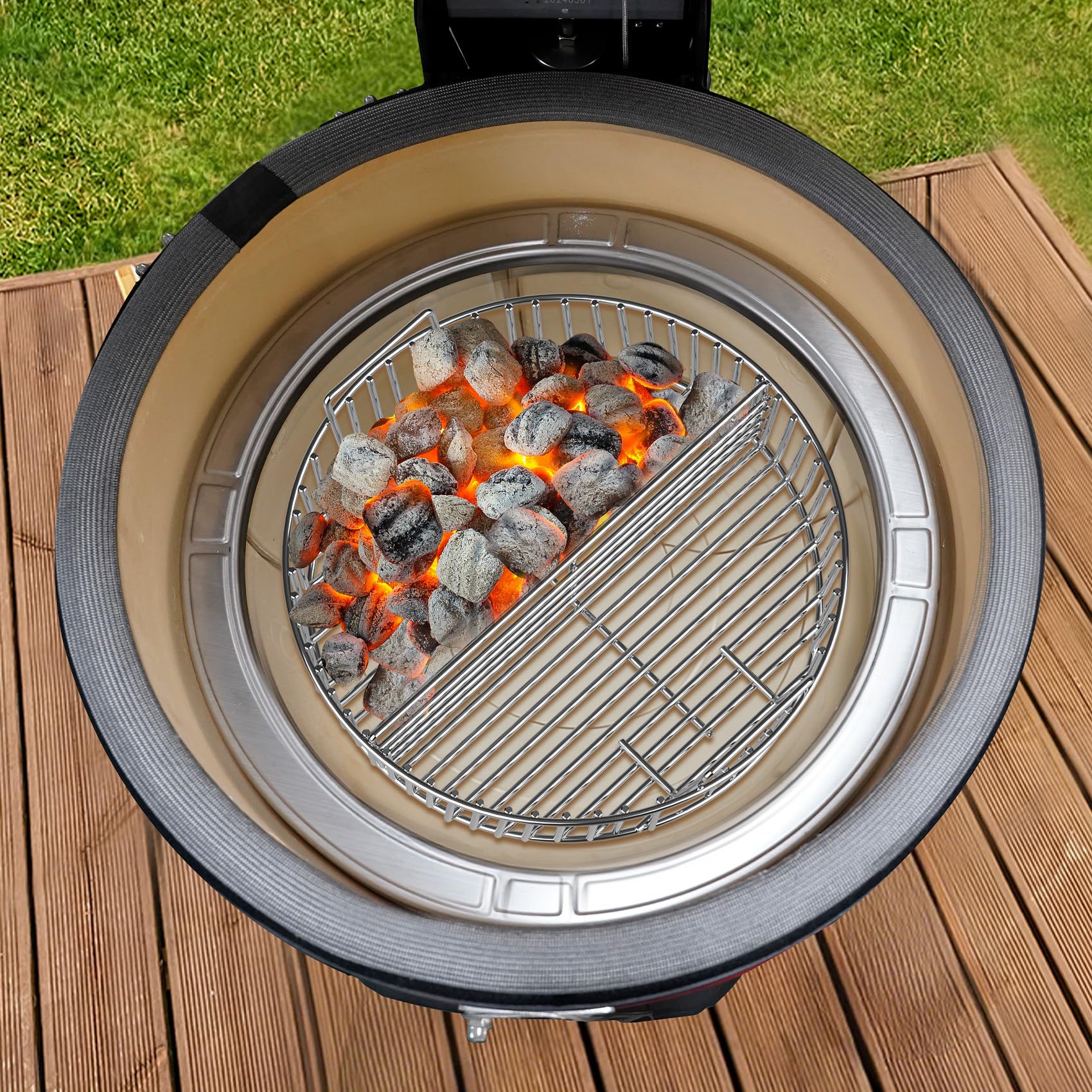 onlyfire Charcoal Ash Basket back view with stainless steel finish