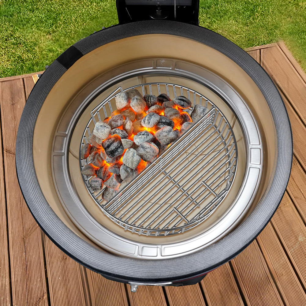 onlyfire Charcoal Ash Basket back view with stainless steel finish