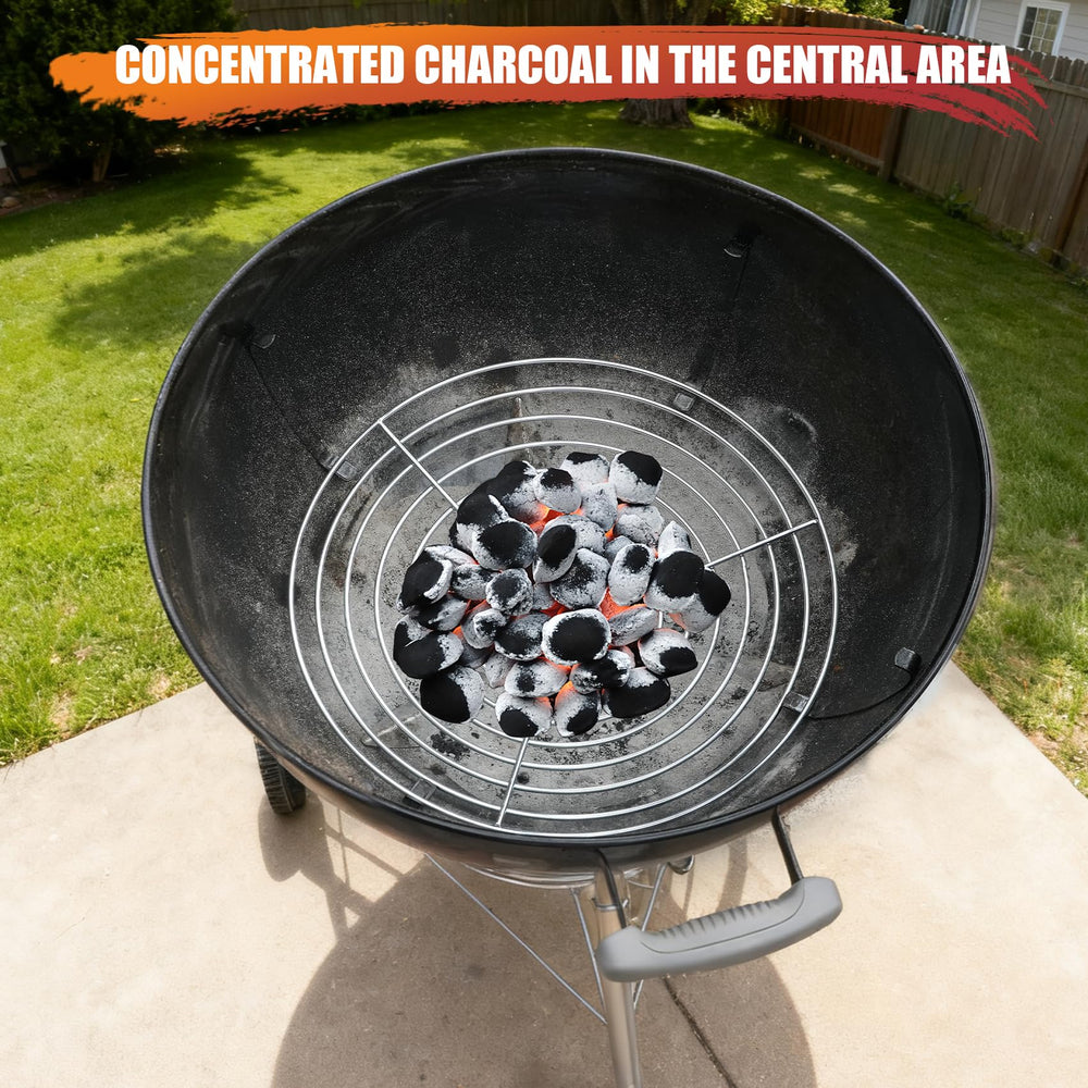 onlyfire charcoal grate stacked with charcoal for grilling
