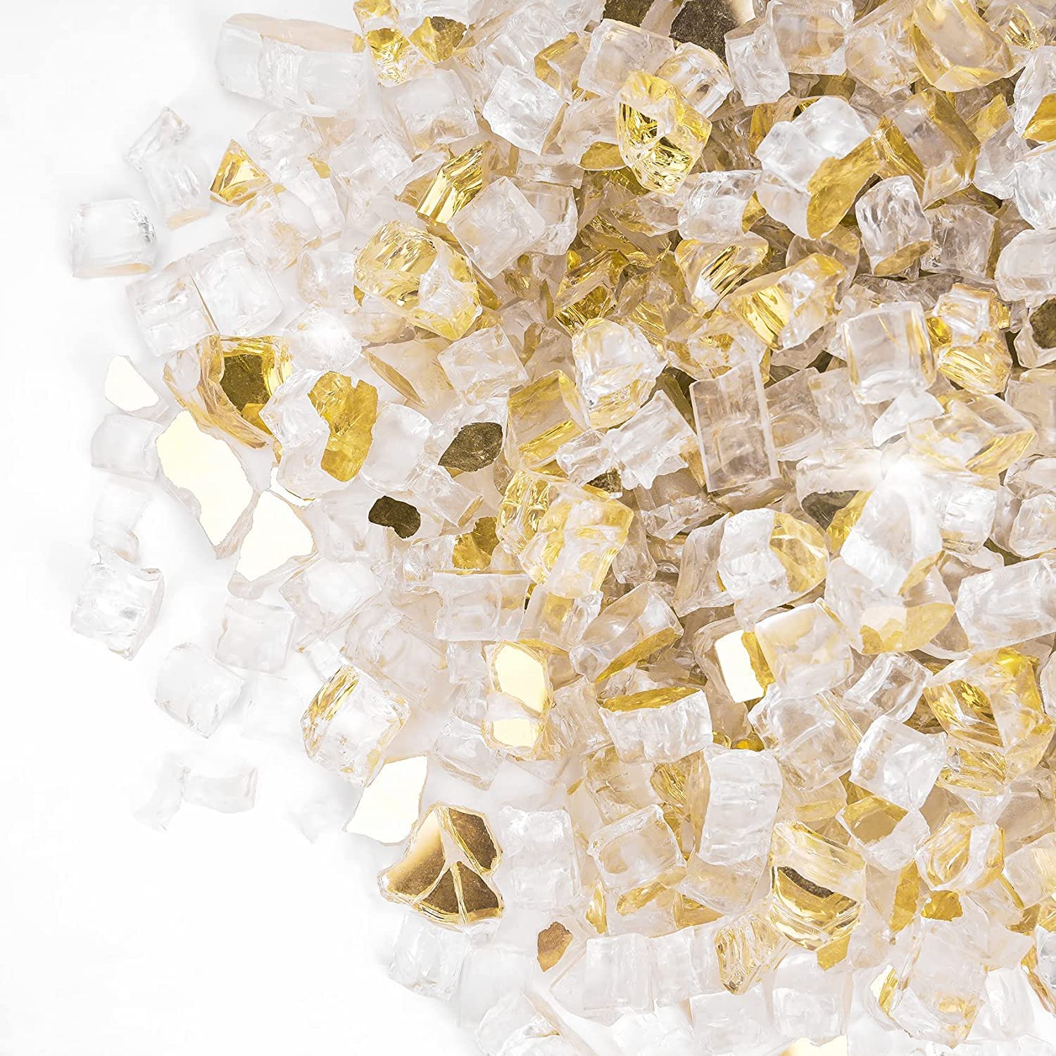 onlyfire Fire Glass Rocks 1/4 inch Gold in a fish tank