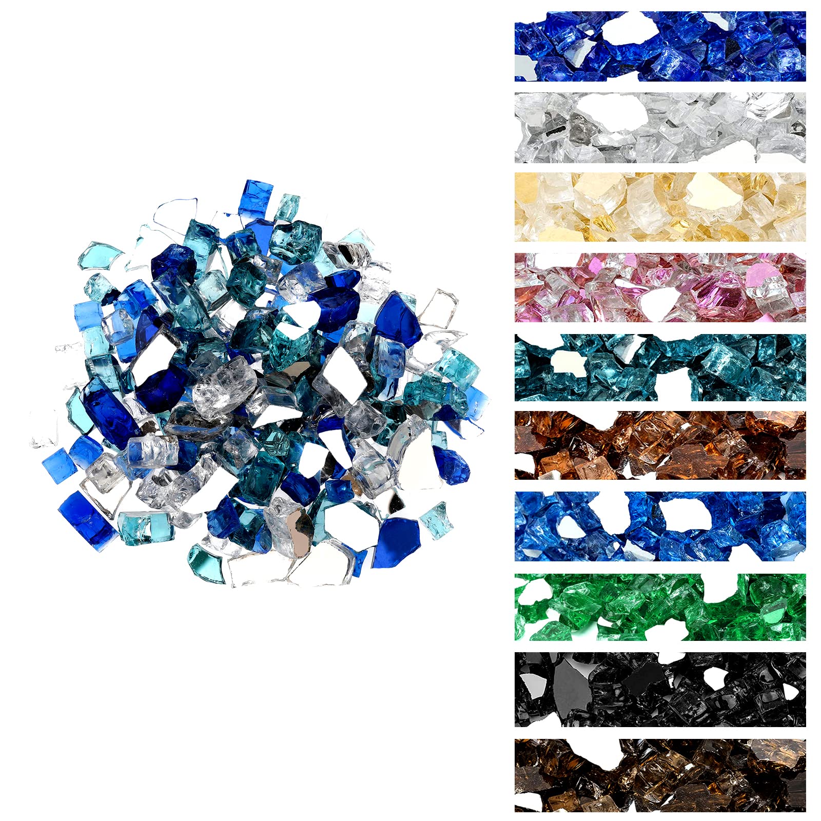 onlyfire fire glass rocks 10 lbs aqua blue and cobalt blue front view