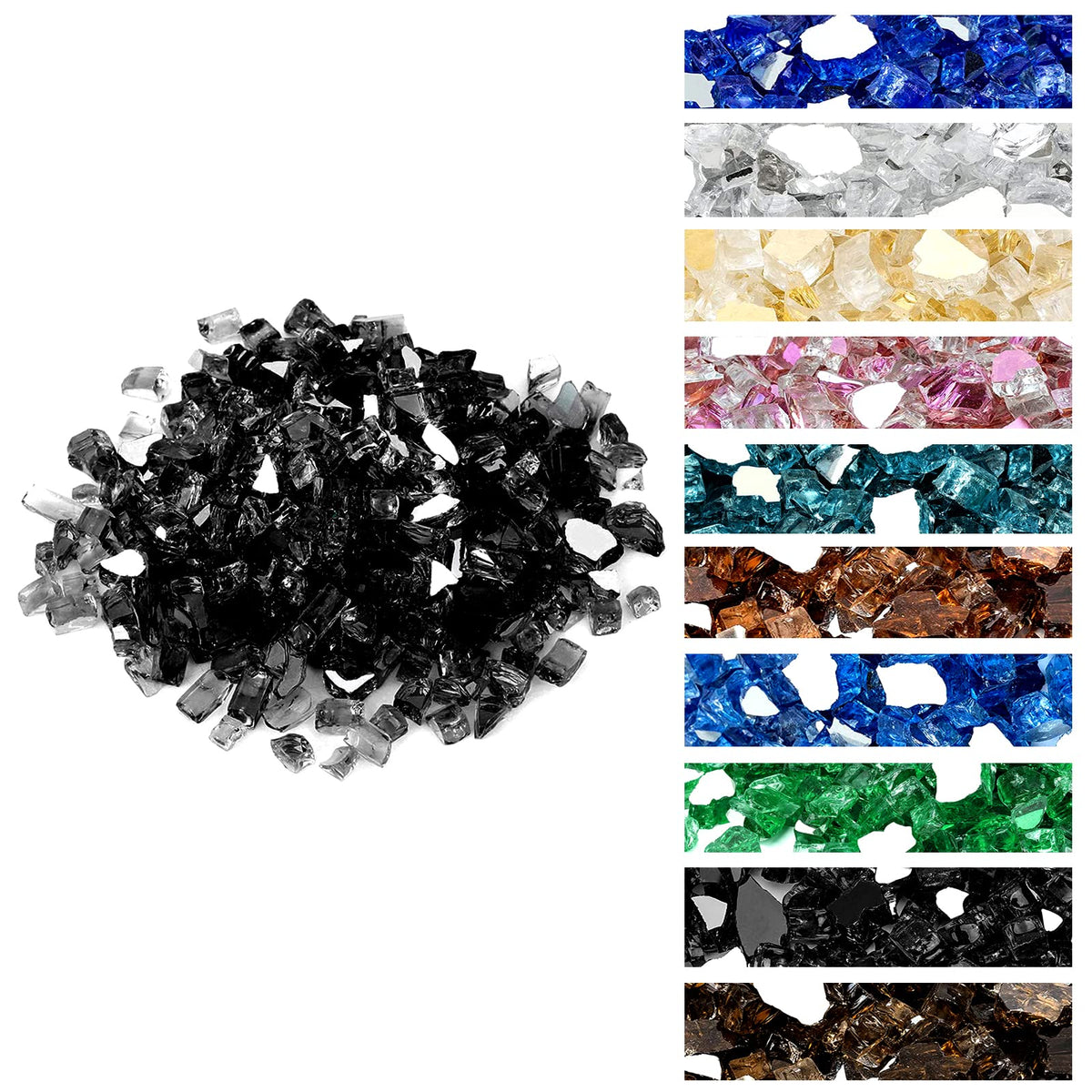 onlyfire Fire Glass Rocks 10 lbs Onyx Black front view