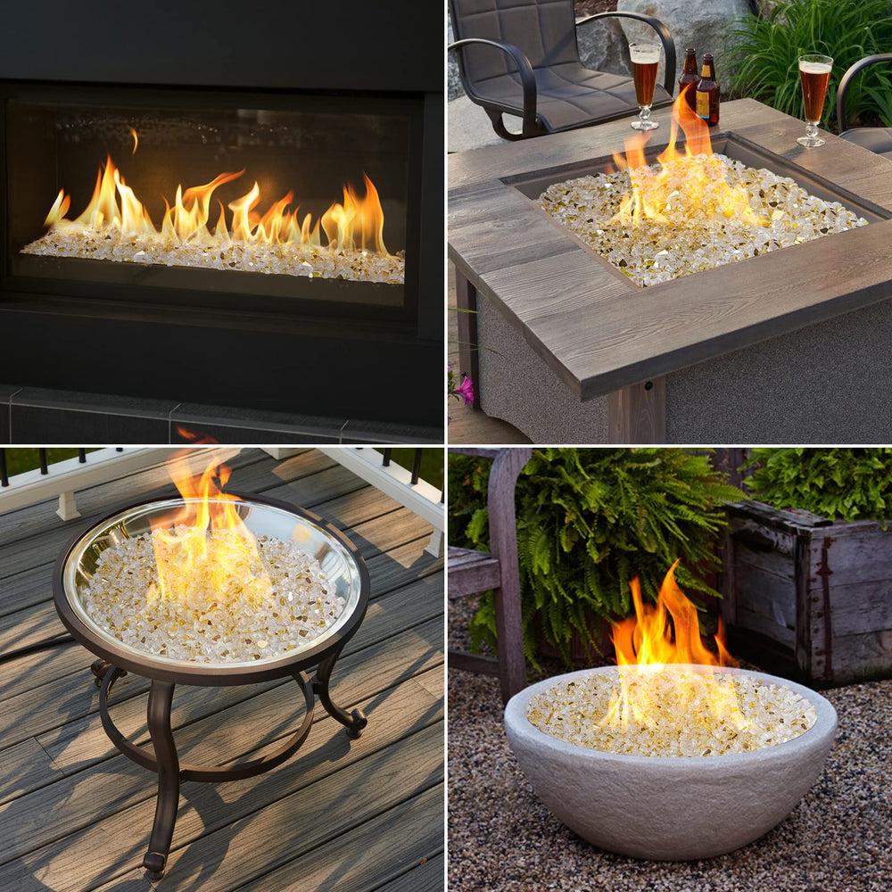 onlyfire Fire Glass Rocks displayed in a fire pit