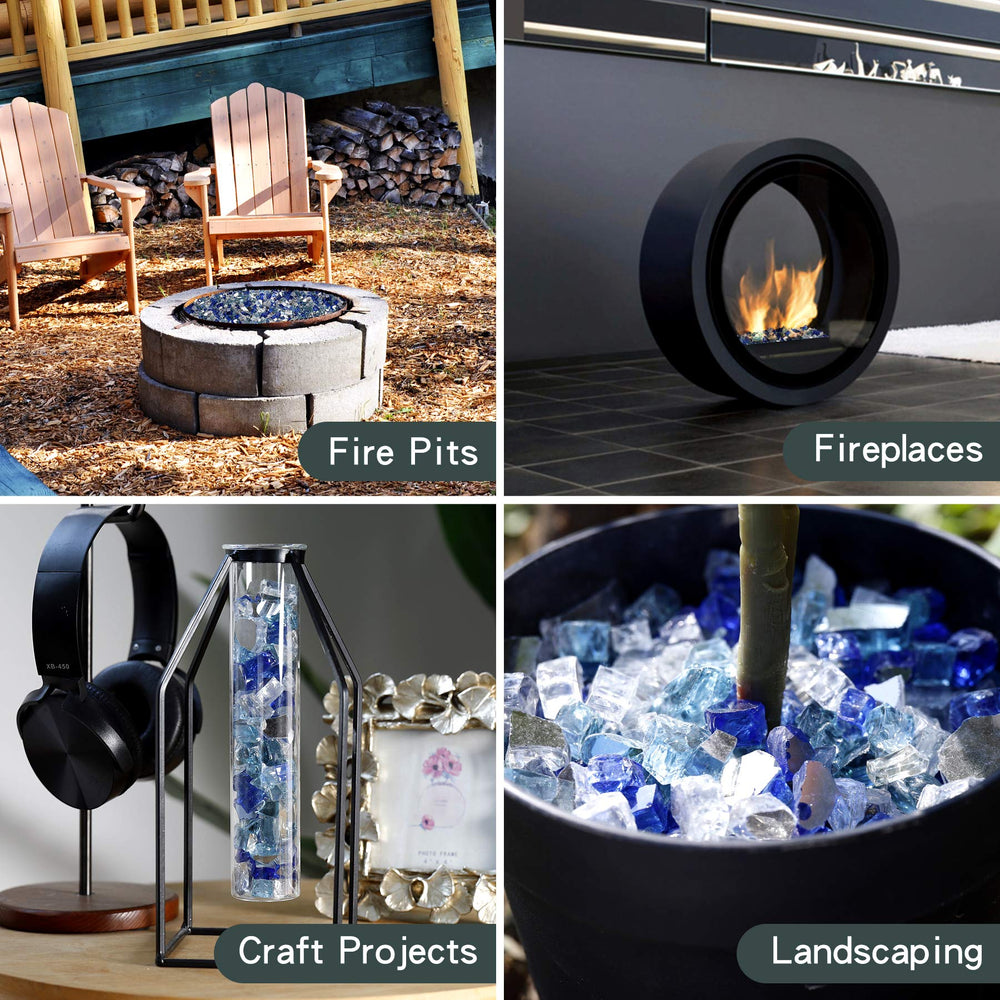 onlyfire fire glass rocks displayed in a garden setting