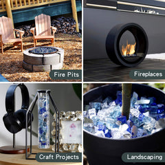 onlyfire fire glass rocks displayed in a garden setting