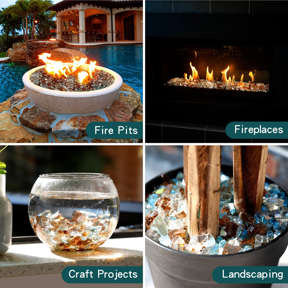 onlyfire fire glass rocks in a decorative garden arrangement
