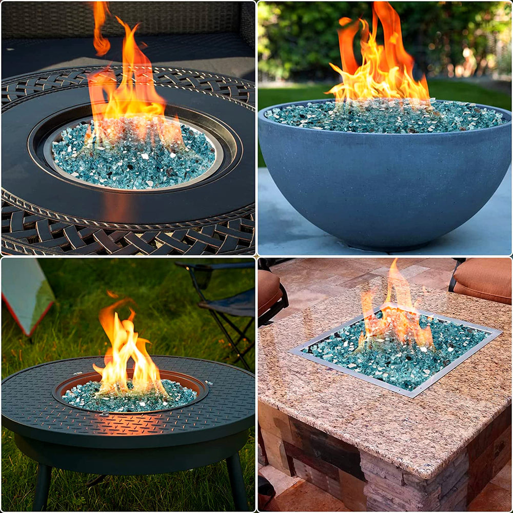 onlyfire Fire Glass Rocks in a stylish outdoor setting