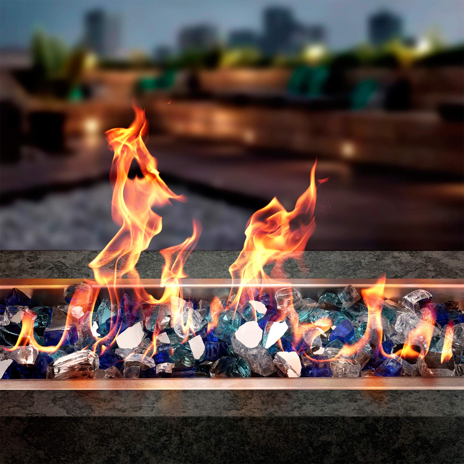 onlyfire fire glass rocks in a swimming pool decor