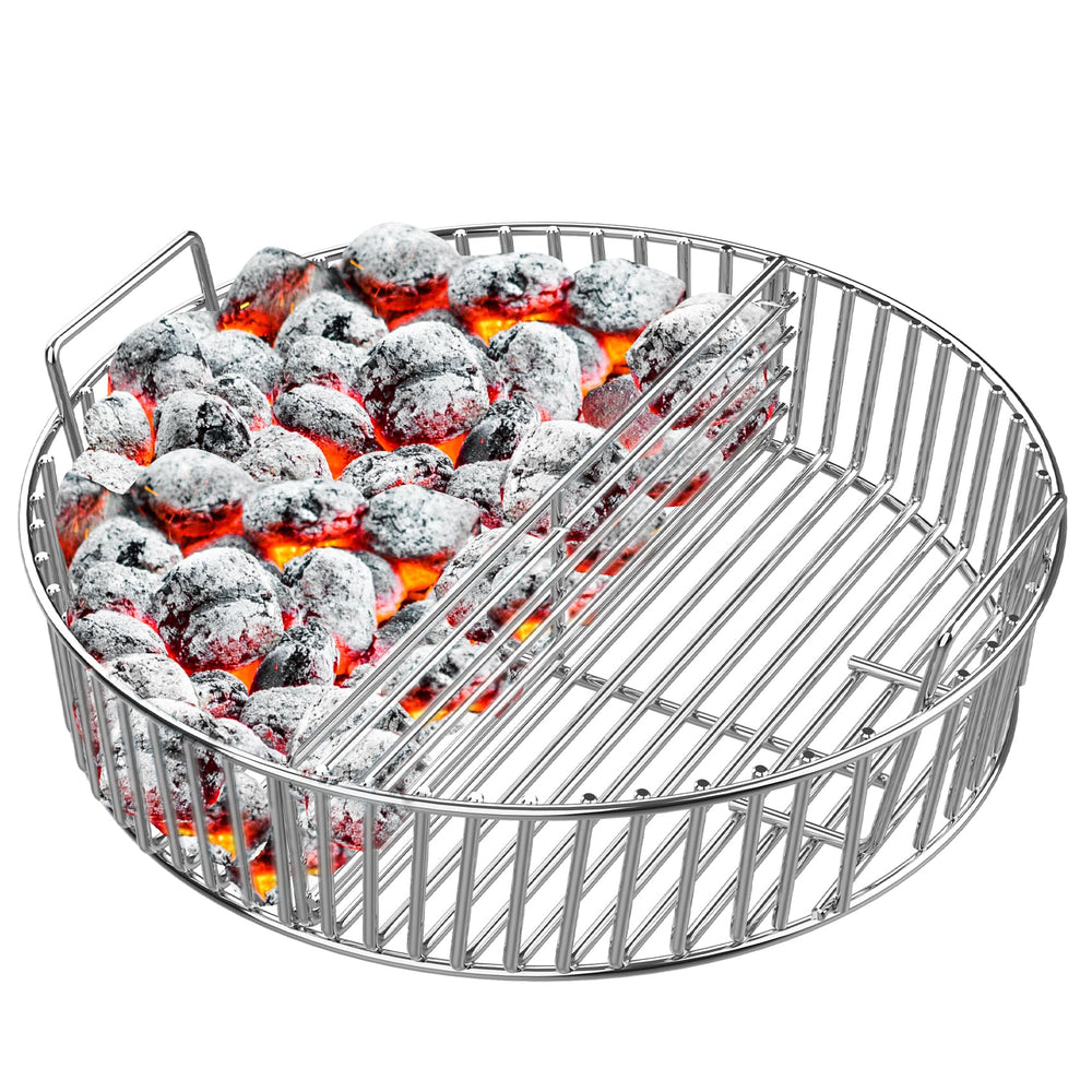 onlyfire Heavy-Duty Charcoal Ash Basket front view with handles