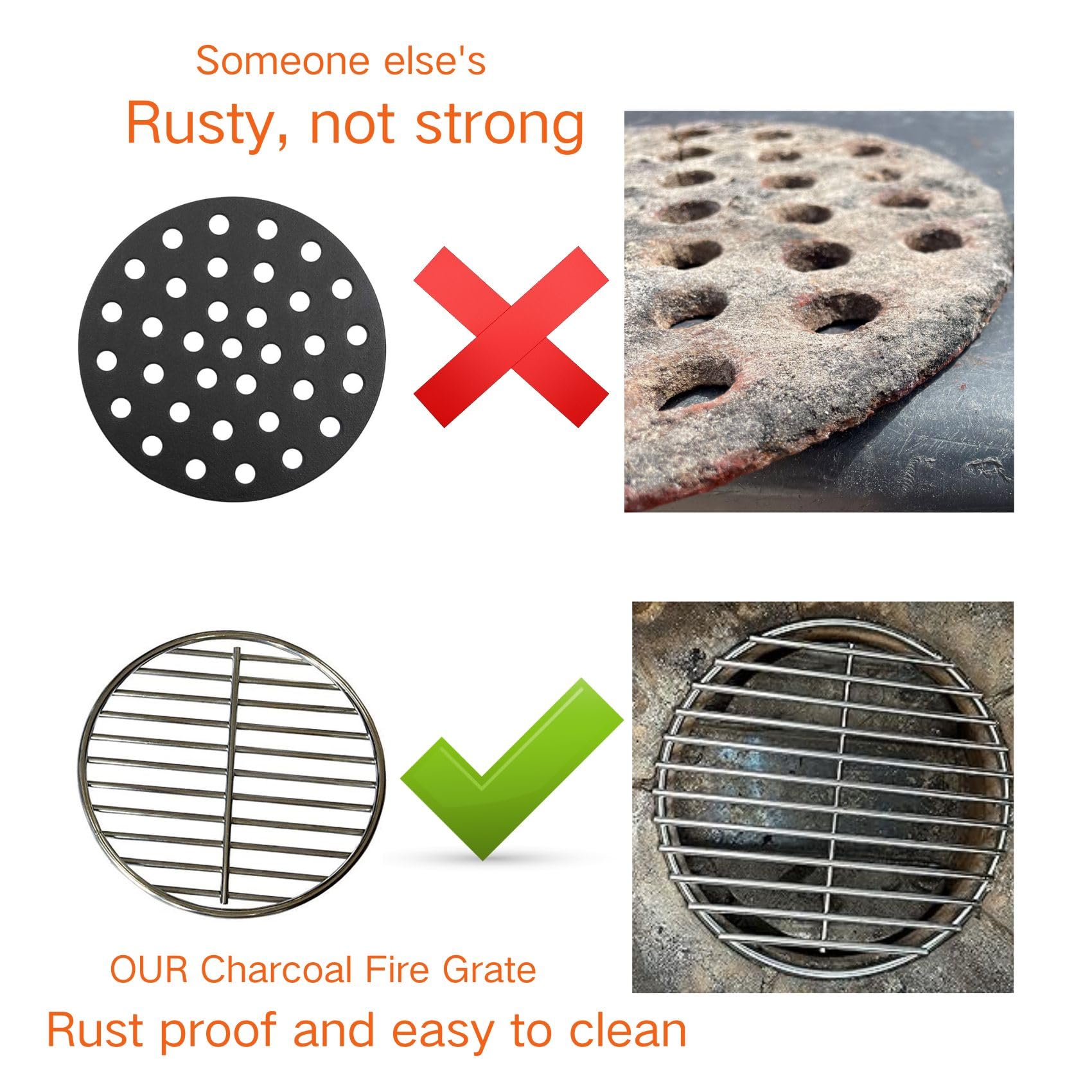 onlyfire Stainless Steel Charcoal Grate in outdoor cooking setup
