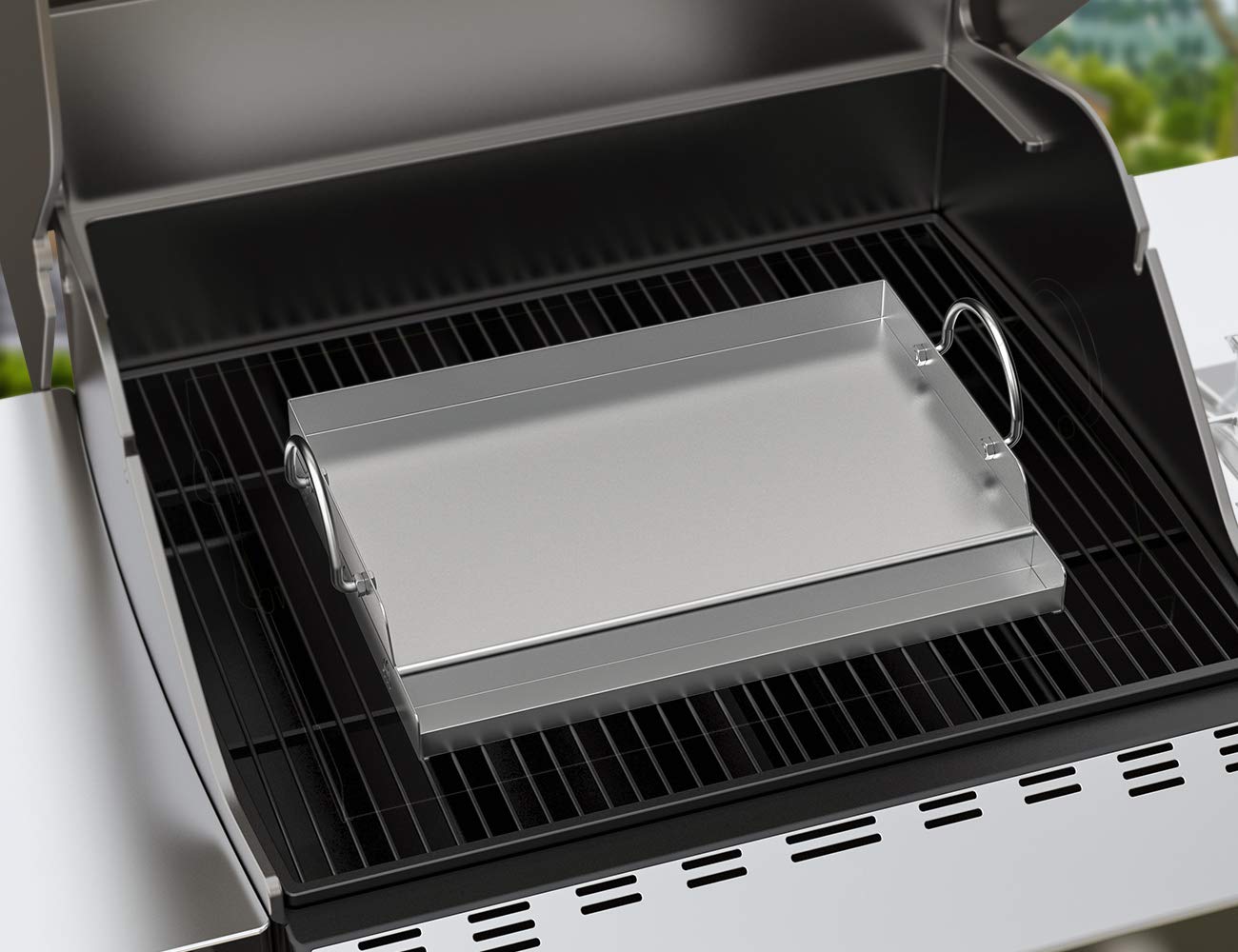 onlyfire Stainless Steel Griddle dimensions displayed