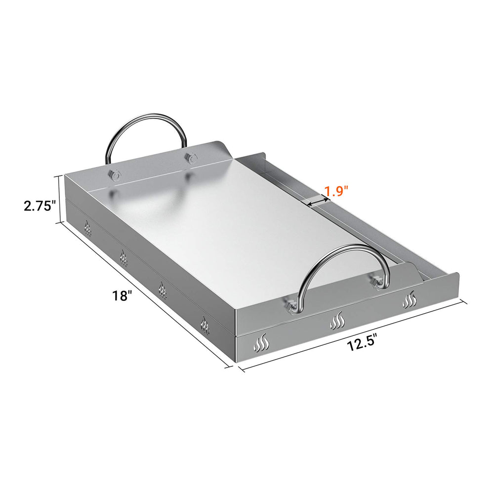 onlyfire Stainless Steel Griddle side view showing handles