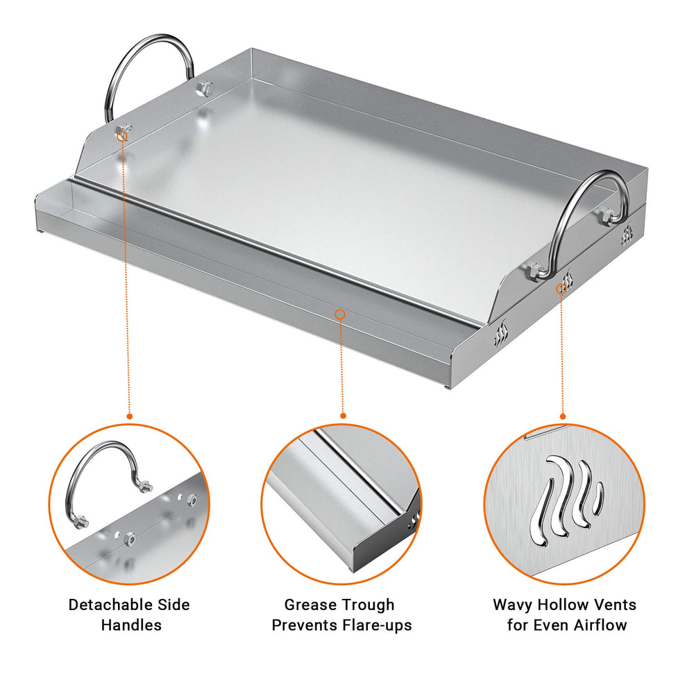 onlyfire Stainless Steel Griddle with grease trough