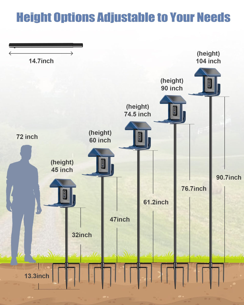 onlyfly Bird Feeder Pole Stand with bird feeders attached