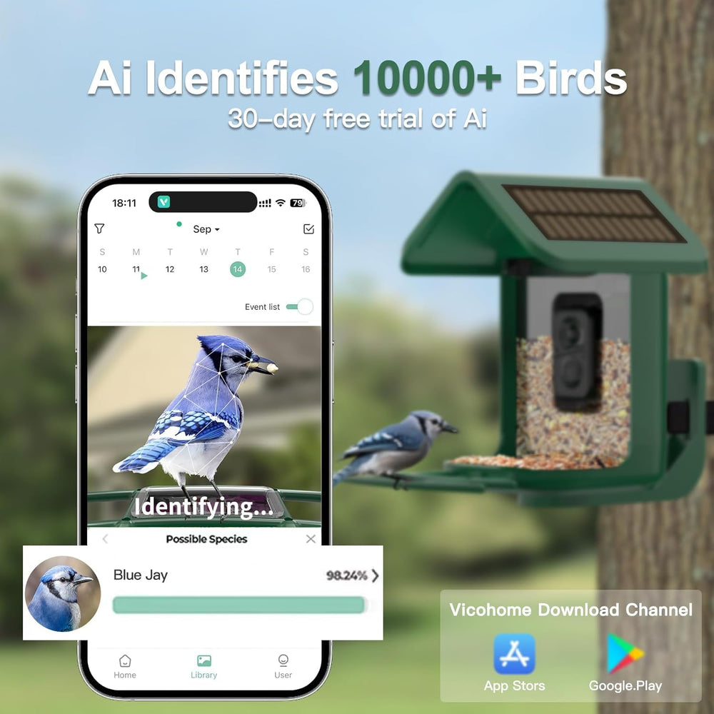 onlyfly Smart Bird Feeder close-up of green colour