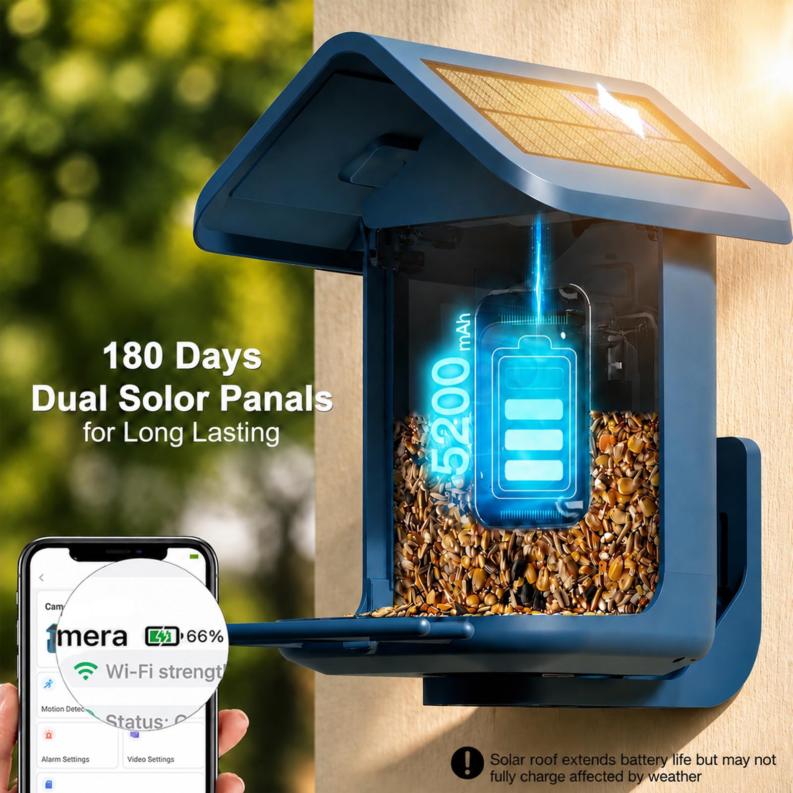 onlyfly Smart Bird Feeder mounted in a garden