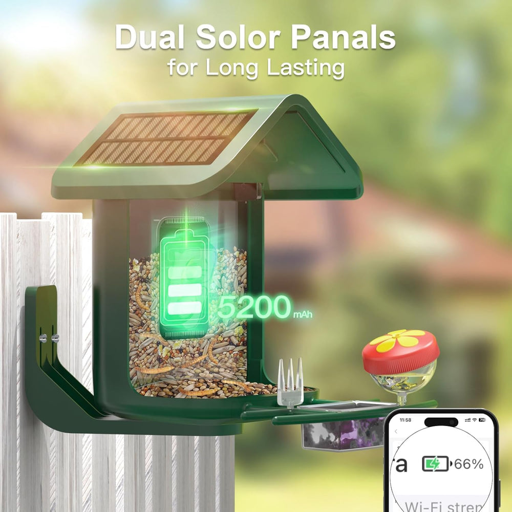 onlyfly Smart Bird Feeder with bird watching app interface