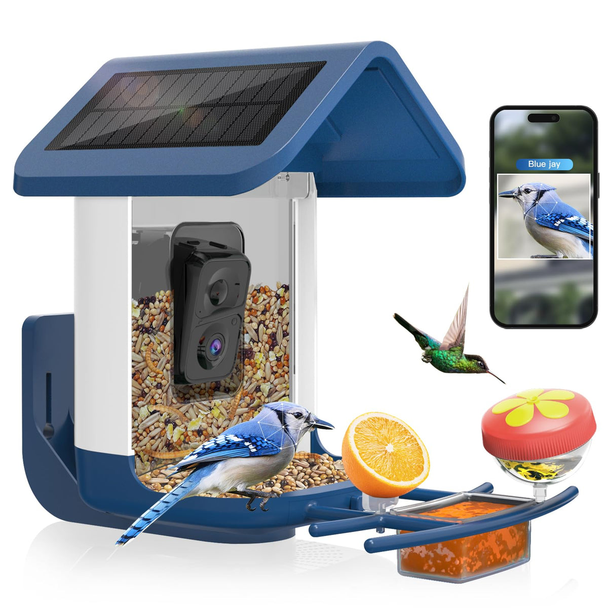 onlyfly Smart Bird Feeder with camera in white blue colour