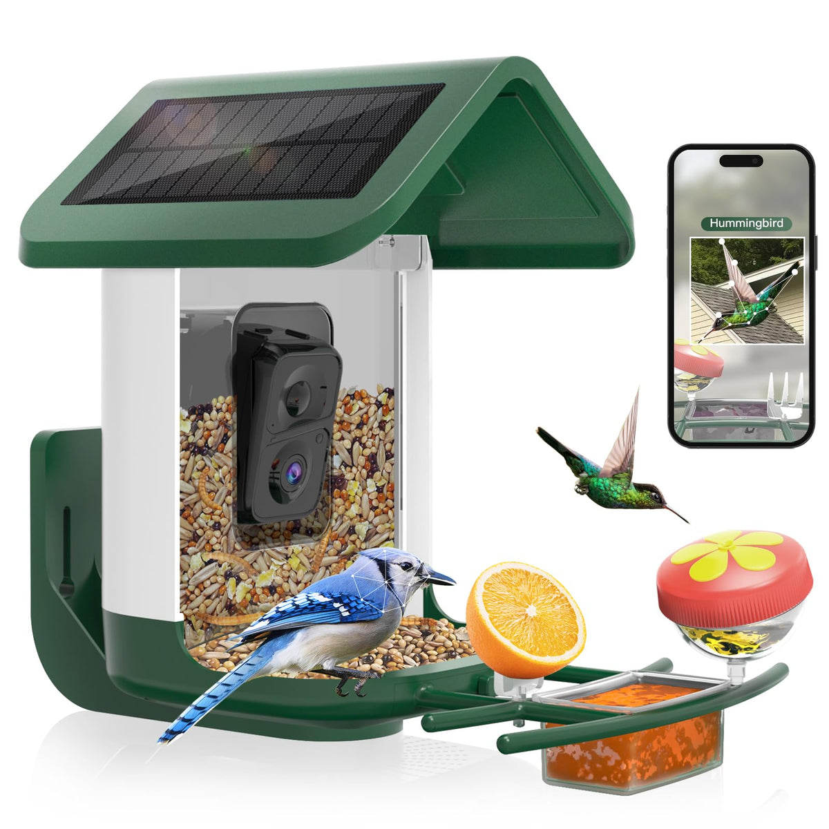 onlyfly Smart Bird Feeder with Camera in White Green