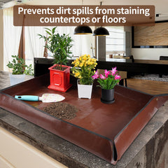 Onlysuki Large Repotting Mat in use for transplanting plants