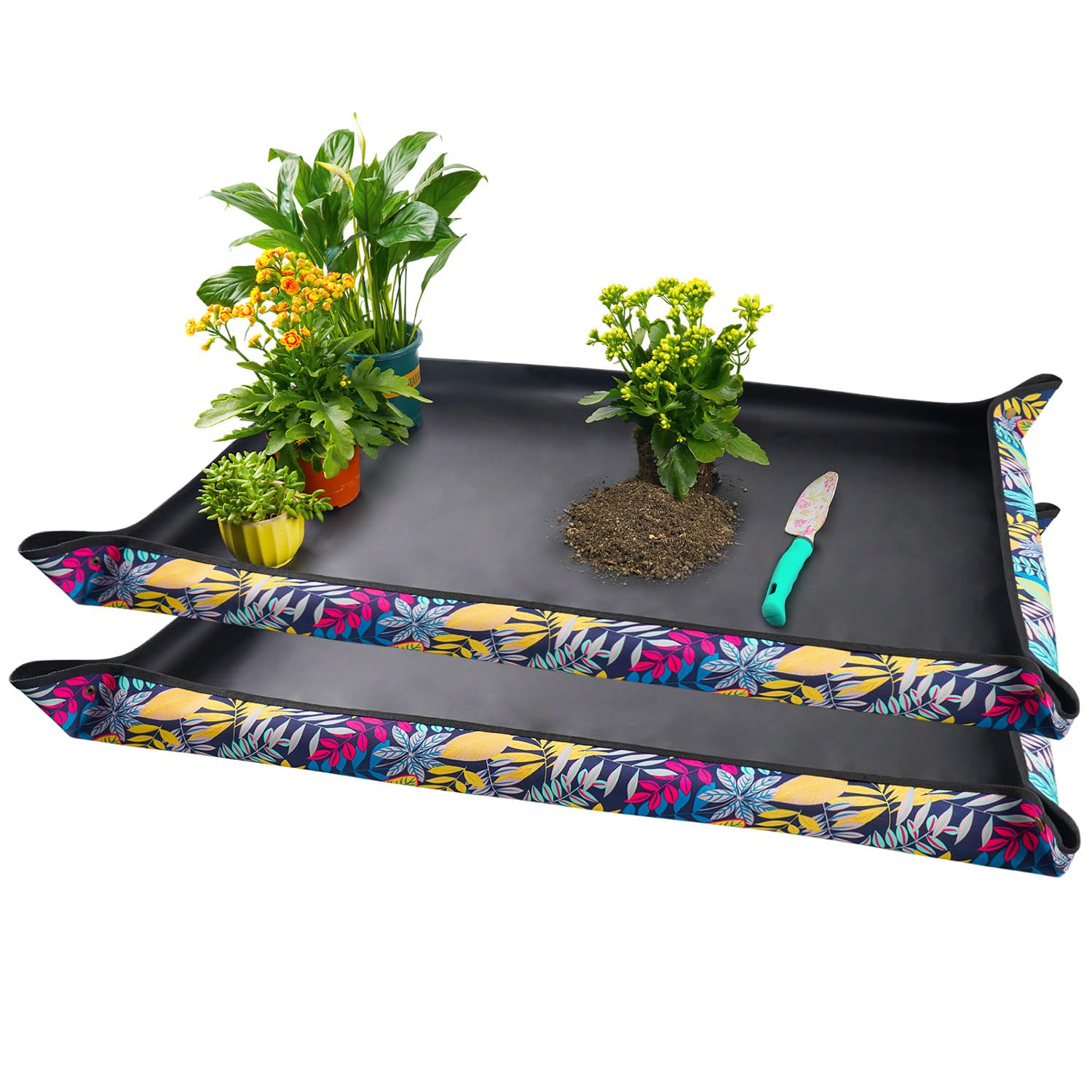 Onlysuki repotting mat 43.5 inch colorful leaf print front view