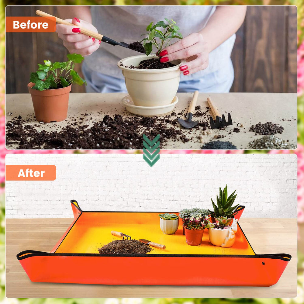 Onlysuki repotting mat showing copper buckles on corners