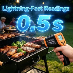 OnniOne Infrared Thermometer Gun side view with trigger