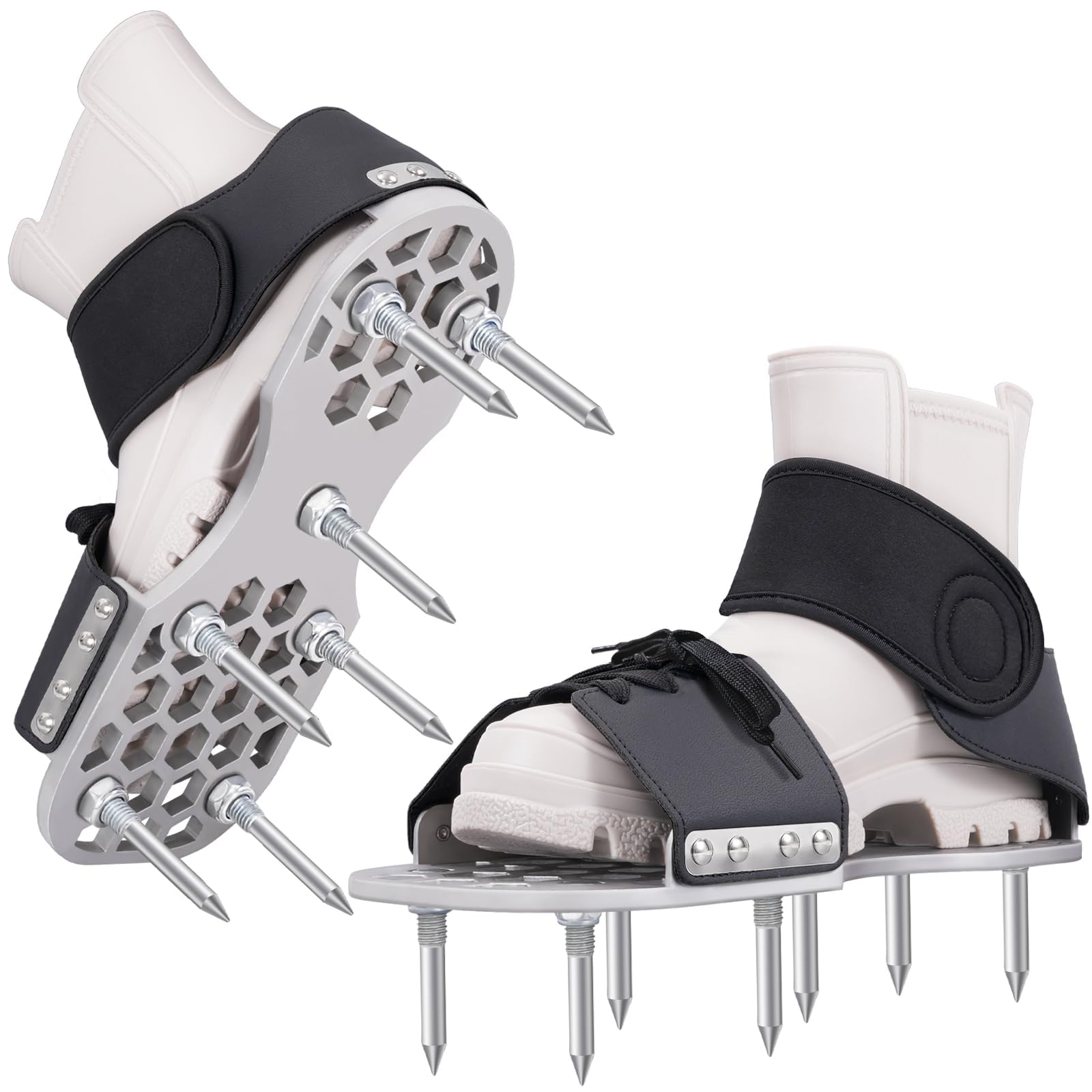 onoxouo Lawn Aerator Shoes front view with heavy-duty spikes