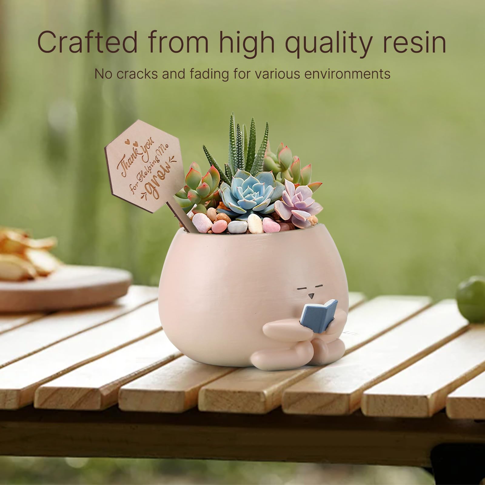 Onzbala Bookworm Planter Pot in a cozy reading nook