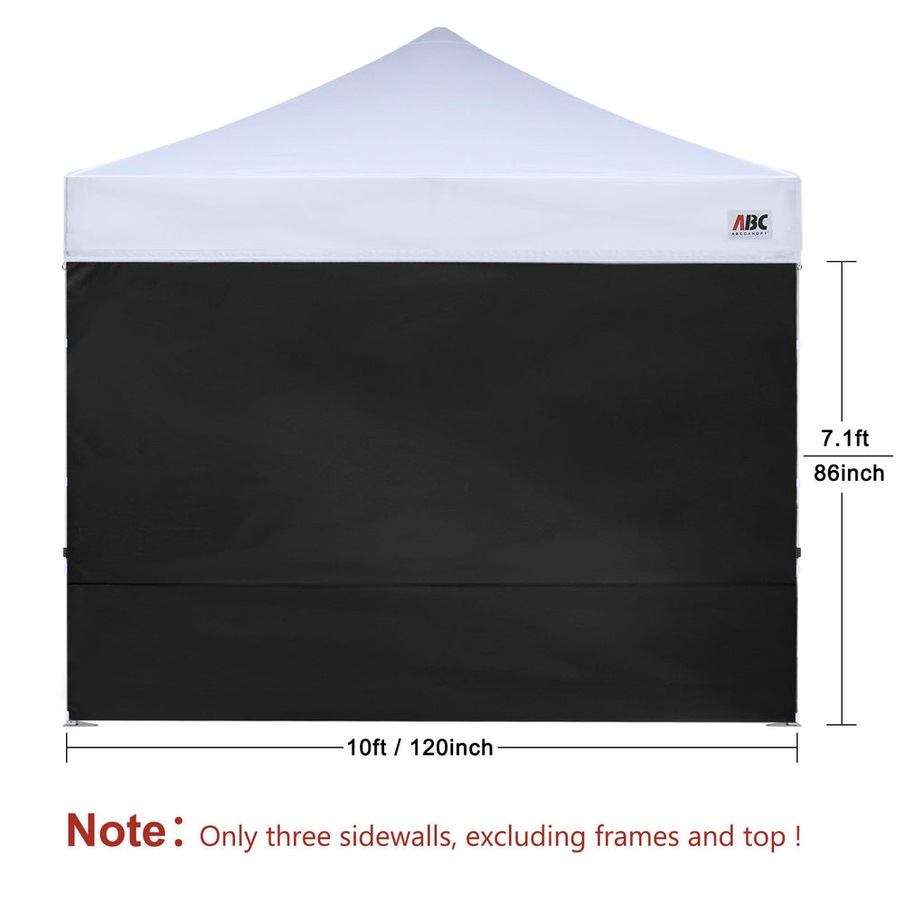 Open ABCCANOPY canopy with three black sidewalls attached