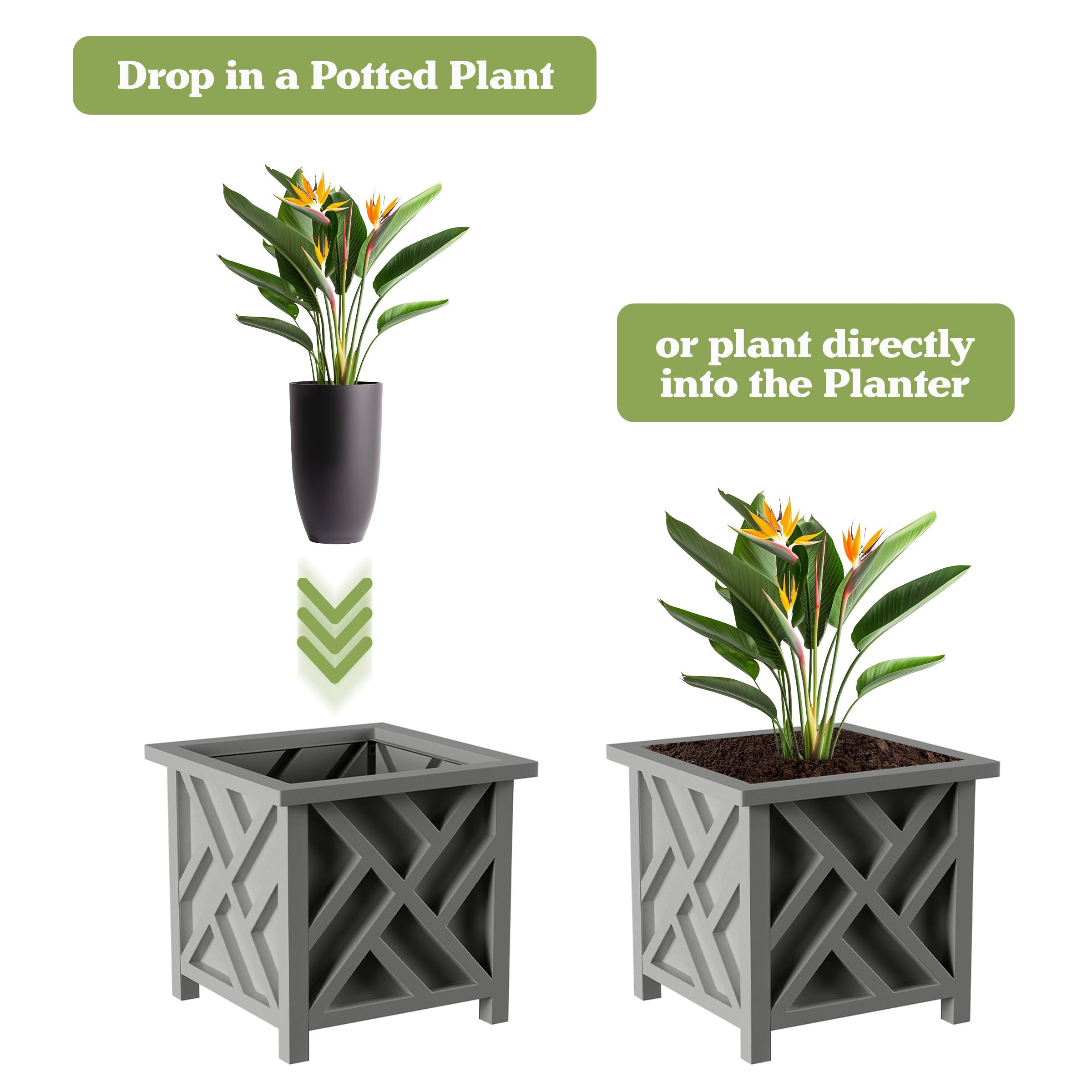 Open bottom design of the Pure Garden Lattice Planter Box