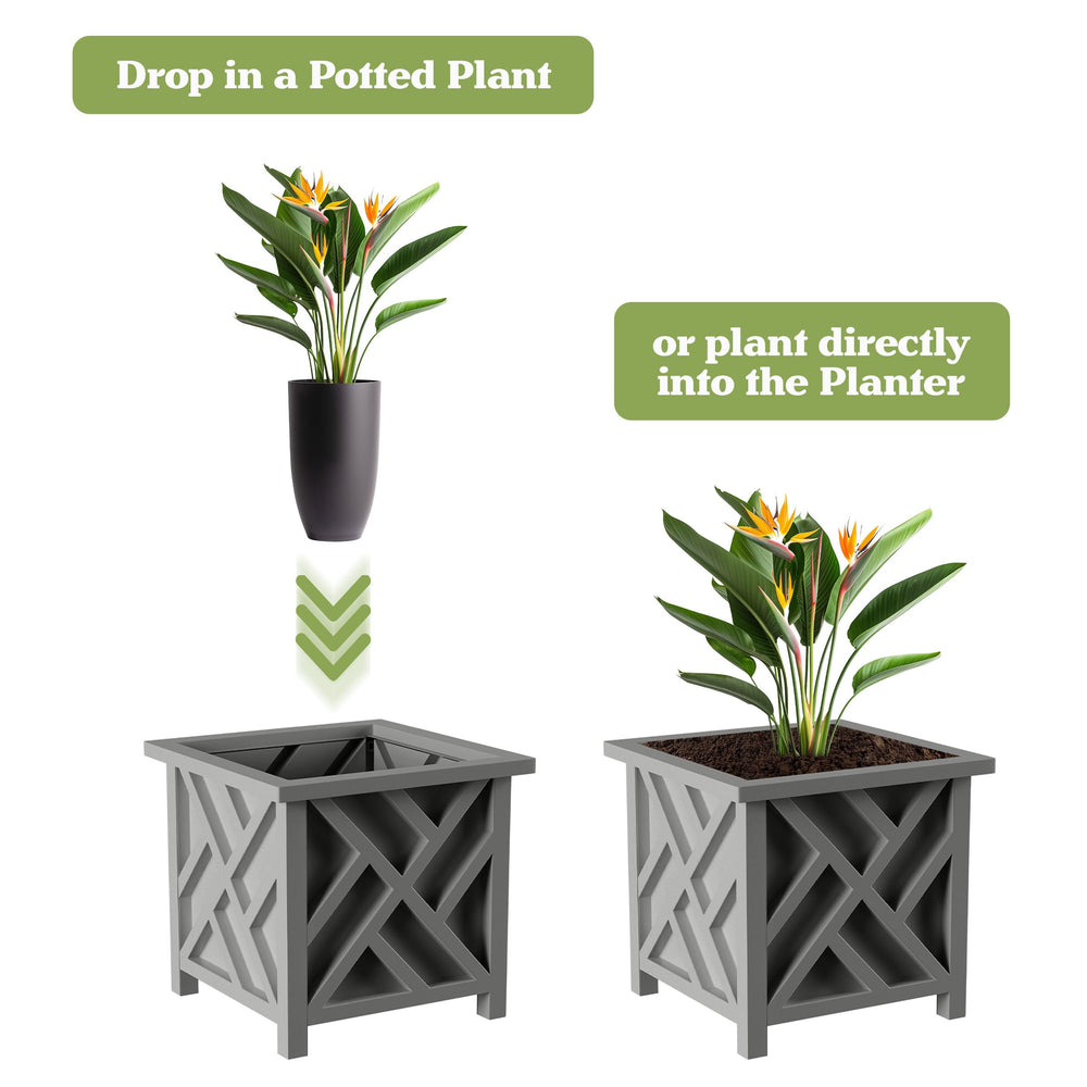 Open bottom design of the Pure Garden Lattice Planter Box