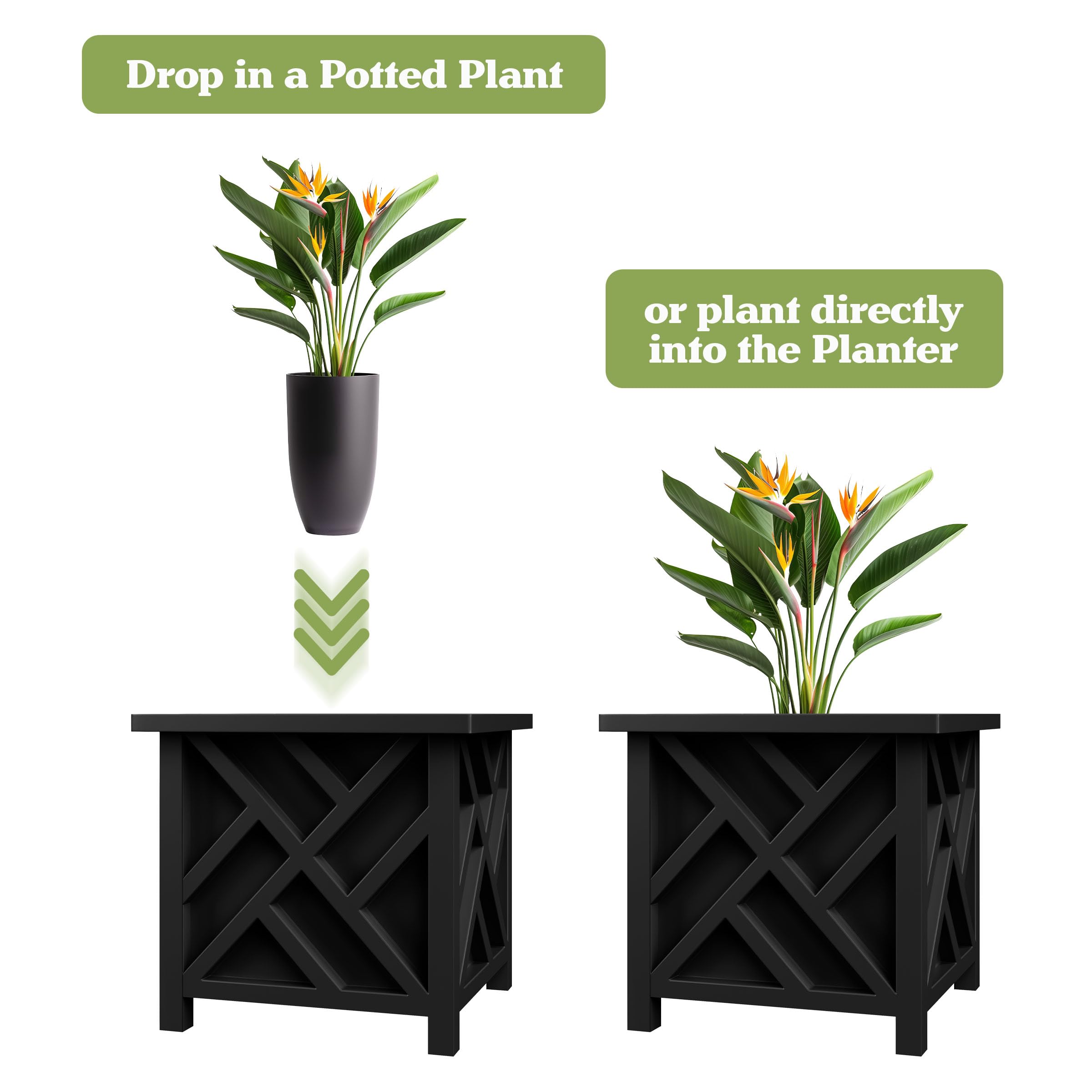 Open bottom of Pure Garden Lattice Planter Box for drainage
